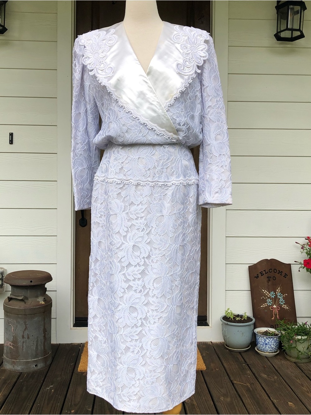Vintage 80s Gunne Sax Jessica McClintock Lace Maxi Dress